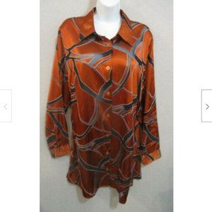 Gabriele Shiny Rust & Burnout Tunic Blouse